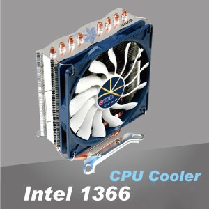 Enfriador de CPU Intel LGA 1366. - Las aletas de enfriamiento de aluminio y la base de cobre optimizan la disipación del calor.